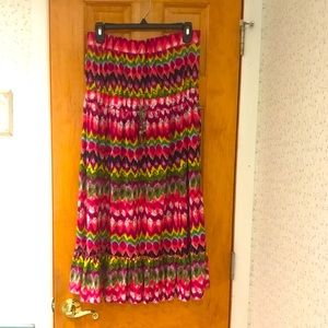 ADORABLE! Strapless Sun dress XL in vivid shades of pink, purple yellow/green 🥰